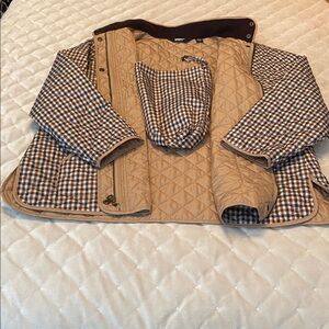 Lands End quilted Plaid barn Jacket ladies size 16-18